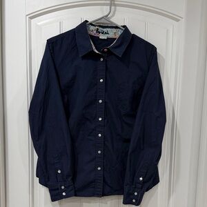 EUC Boden Floral Trim Navy Shirt
